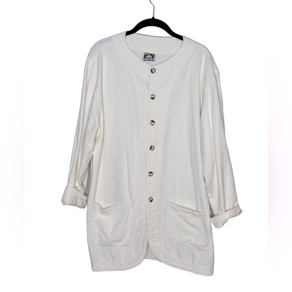 CALIFORNIA DRAWSTRINGS Cream Button Down Jacket - Picture 1 of 4
